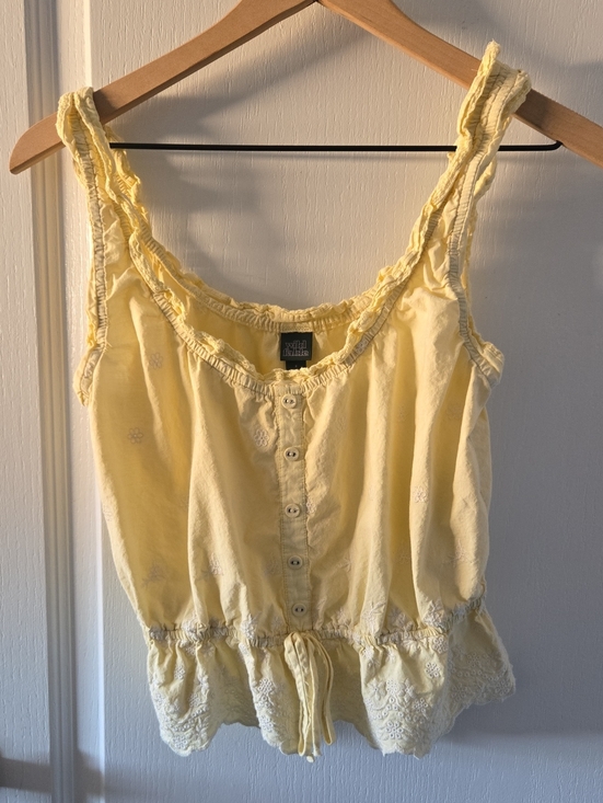 wild fable Tops - Yellow Ruffled Top With Embroidery